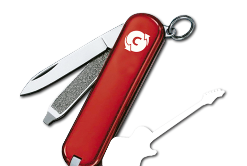 Imagem de um canivete com o logotipo da Cultura Xchange